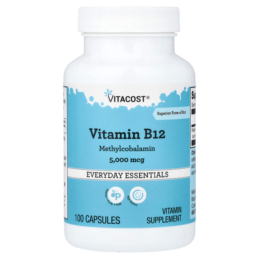Vitacost, витамин B12, 5000 мкг, 100 капсул