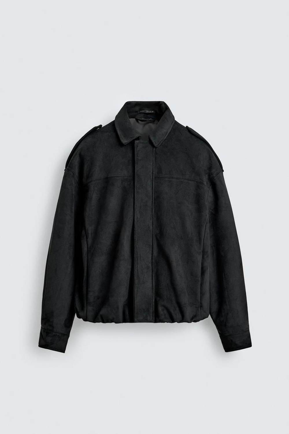 ZARA УКОРОЧЕННАЯ КУРТКА ИЗ ИСКУССТВЕННОЙ ЗАМШИ, ЧЕРНЫЙ