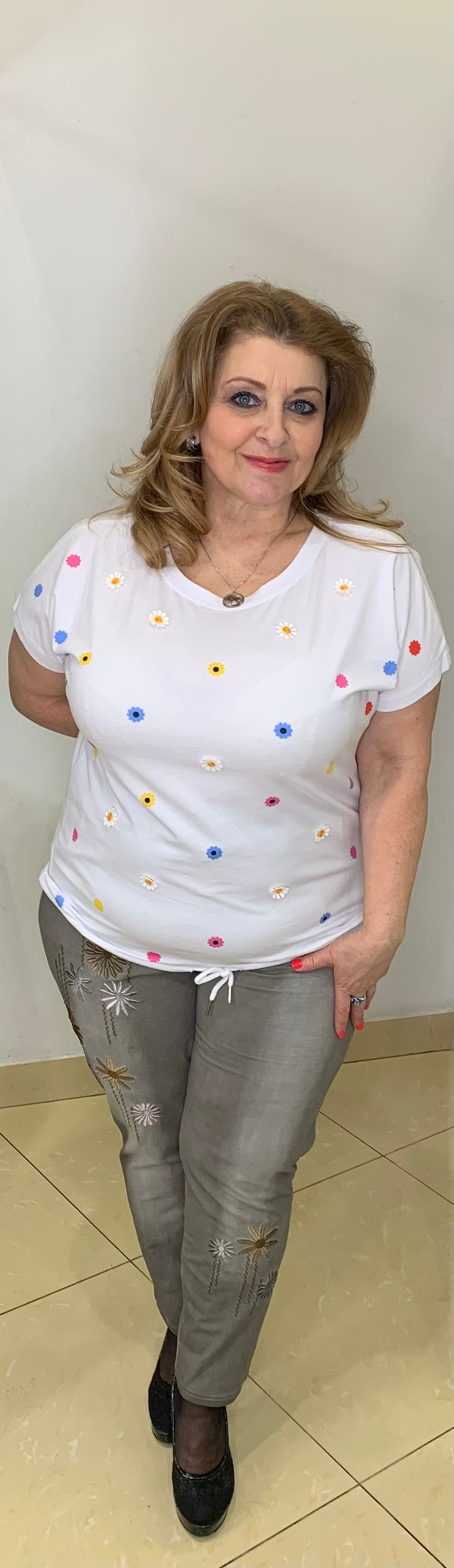 Блузон-футболка на кулиске с "ромашками"