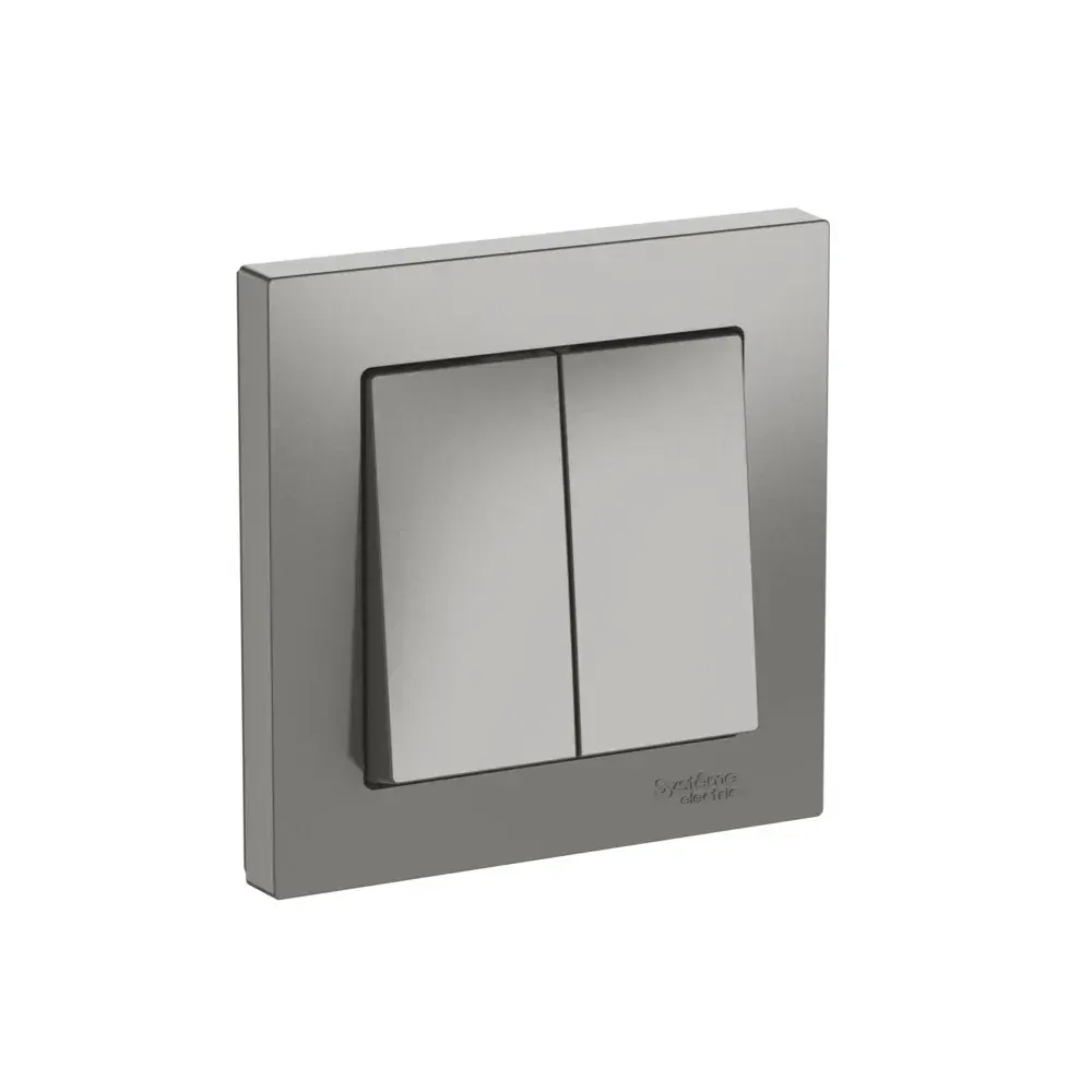 ATLASDESIGN 2-клавишный ВЫКЛЮЧАТЕЛЬ, сх.5, 10АХ, в сборе, быстрозажим. клем., СТАЛЬ