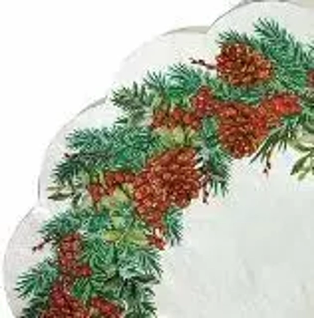 Салфетки бумажные круглые RONDO Новогодний венок-3, d-32см, 3 слоя, 12л