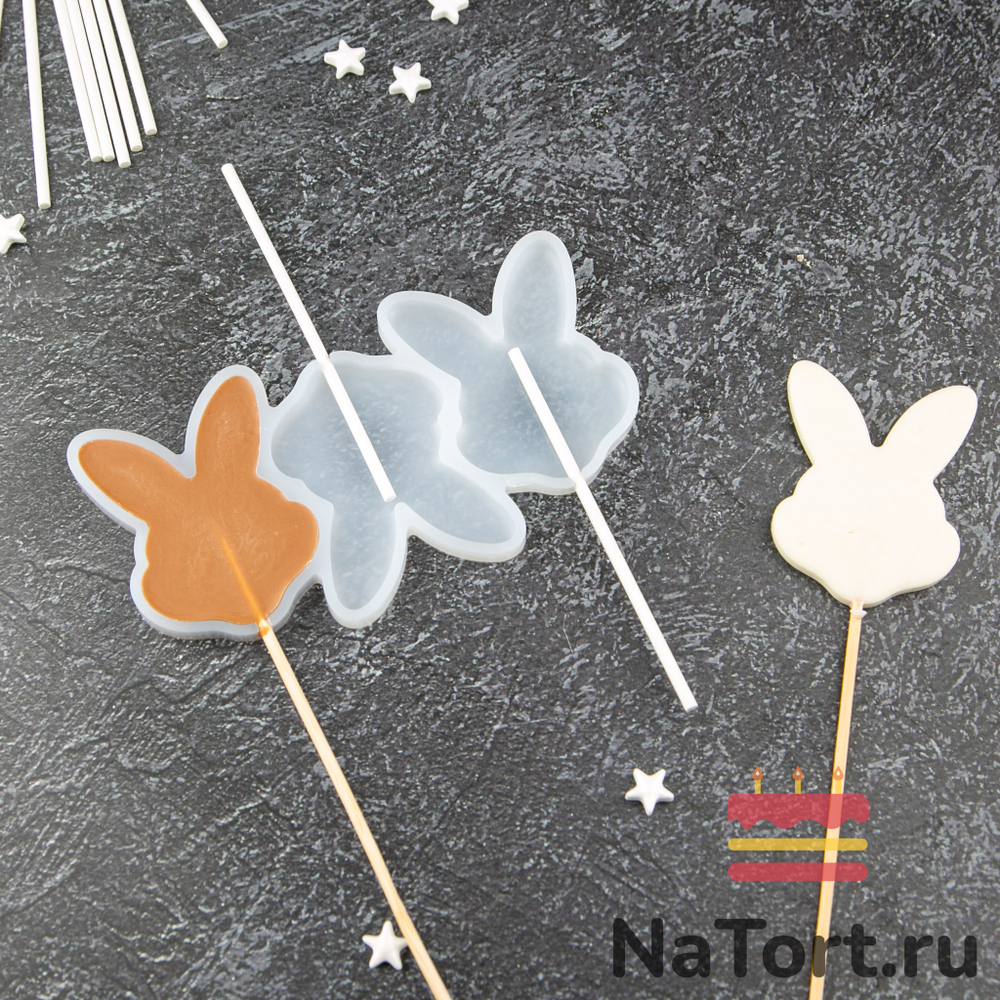 Силиконовая форма для леденцов «Кролики»