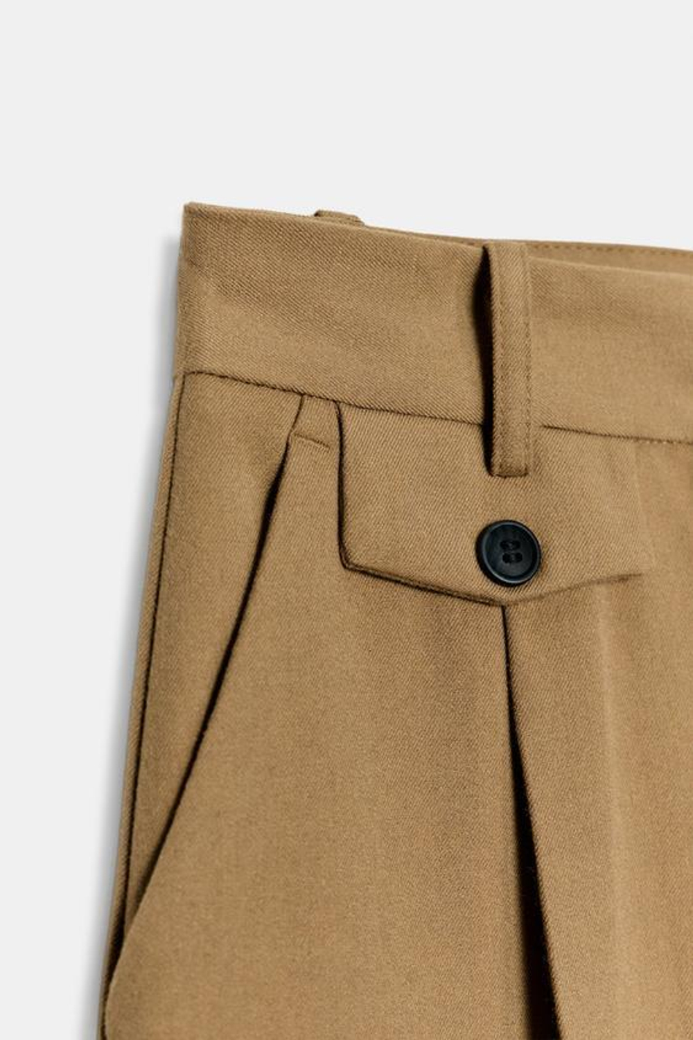 ZARA ПРЯМЫЕ БРЮКИ С ЗАЩИПАМИ, ЦВЕТ ВЕРБЛЮЖЬЕЙ ШЕРСТИ