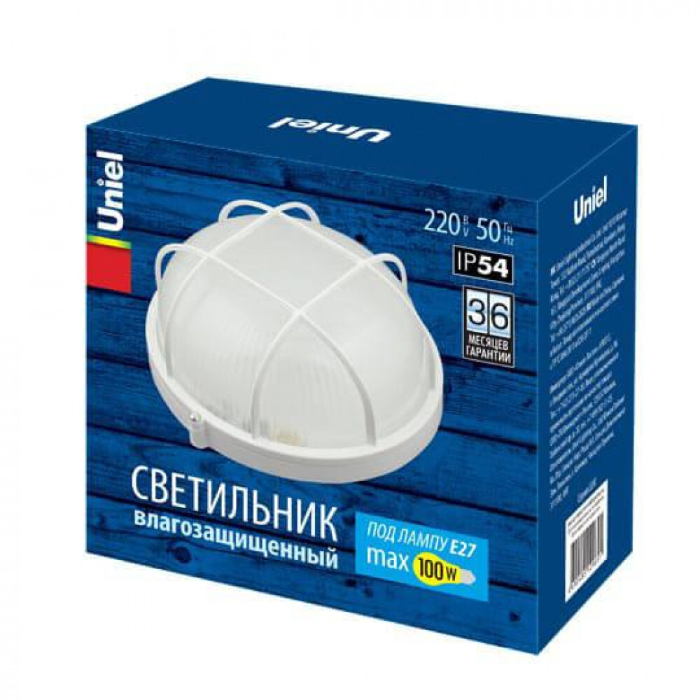Светильник влагозащ. круг с решеткой UWL-R01 100W/E27 UNIEL IP54