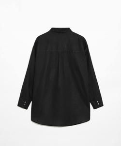 Oysho Льняная рубашка, черный