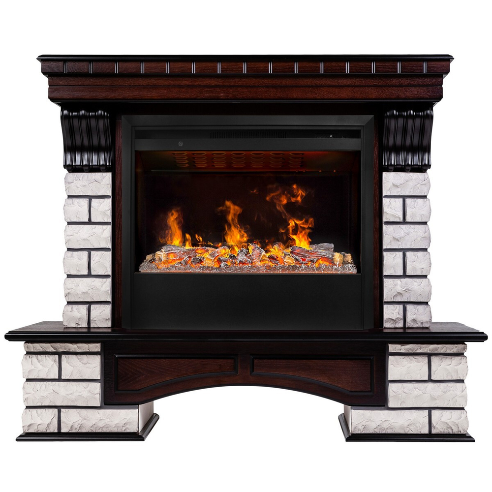 Электрокамин RealFlame Country Rock 26 AO античный дуб с очагом 3D Helios 26 SBG