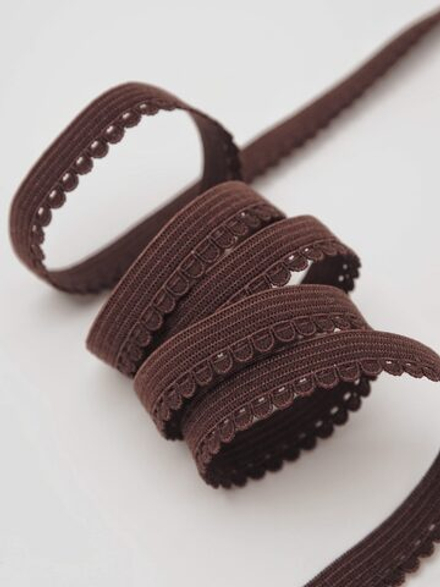 Бельевая резинка горький шоколад ажурная ширина 9 мм с учетом фестона