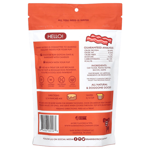 Bark Bistro, World's First Pooch блины, со вкусом бекона, 396 г (14 унций)