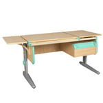 Растущая парта с навесной тумбой и короткой боковой полкой Дэми СУТ 25-04-БК1 (1500×610 мм)