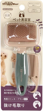 Сликер-пуходерка для средней и длинной шерсти кошек и собак, размер MINI