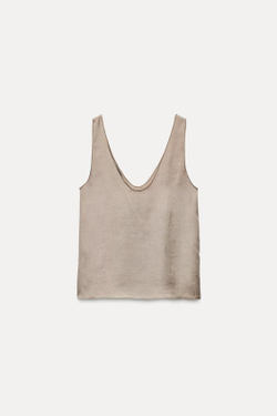 ZARA СТРУЯЩИЙСЯ ТОП — ZW COLLECTION, ОХРА