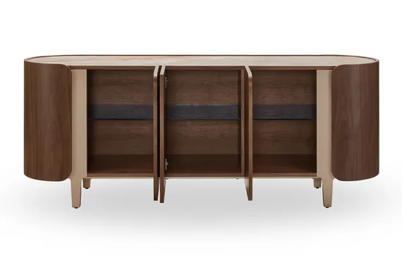 Комод Shelf 200х80 см, шпон ореха, белая керамика