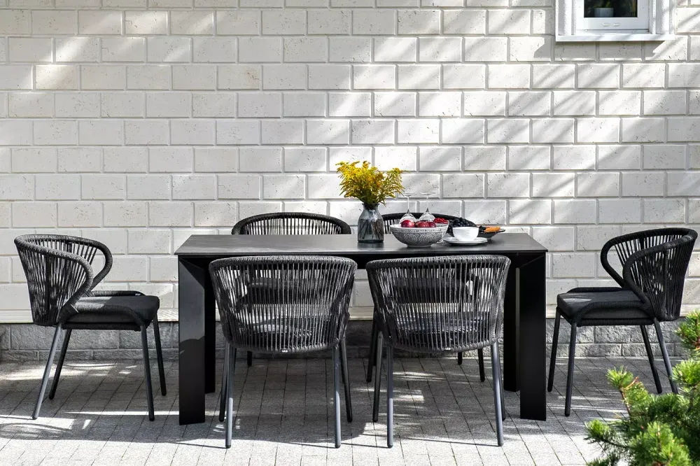 "Венето" обеденный стол из HPL 160х80см, цвет "серый гранит", каркас черный