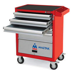 МАСТАК (522-05581MR) Тележка инструментальная серии «ОПТИМА», 5 ящиков и отсек, красная