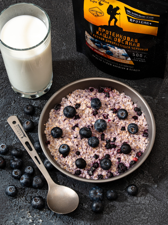 ПРОТЕИНОВАЯ КАША ОВСЯНАЯ С ЛЕСНОЙ ДИКОРАСТУЩЕЙ ЧЕРНИКОЙ 100 ГРАММ