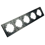 Рамка 5-местная, металл, STEKKER, MFR00-7005-05, серия Катрин, черный 50028