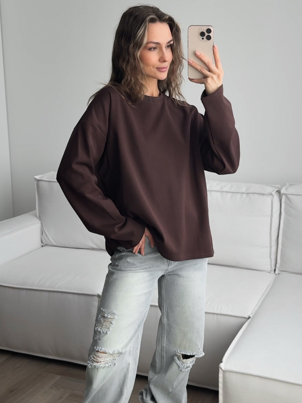 Толстовка трикотажная, базовая, легкое плетение