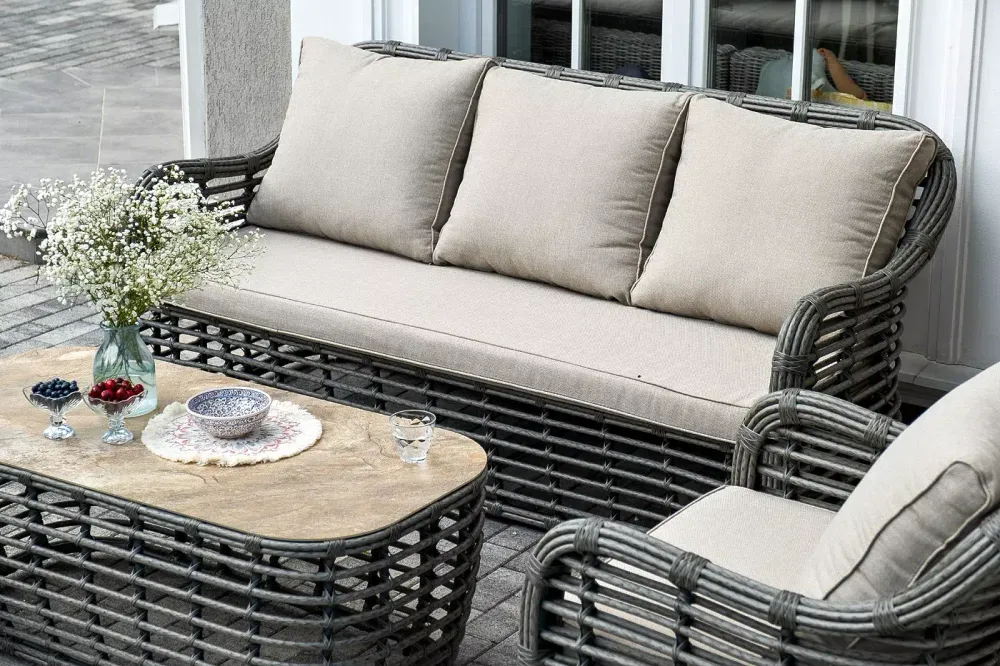 "Ницца" лаунж-зона из искусственного ротанга, цвет серый