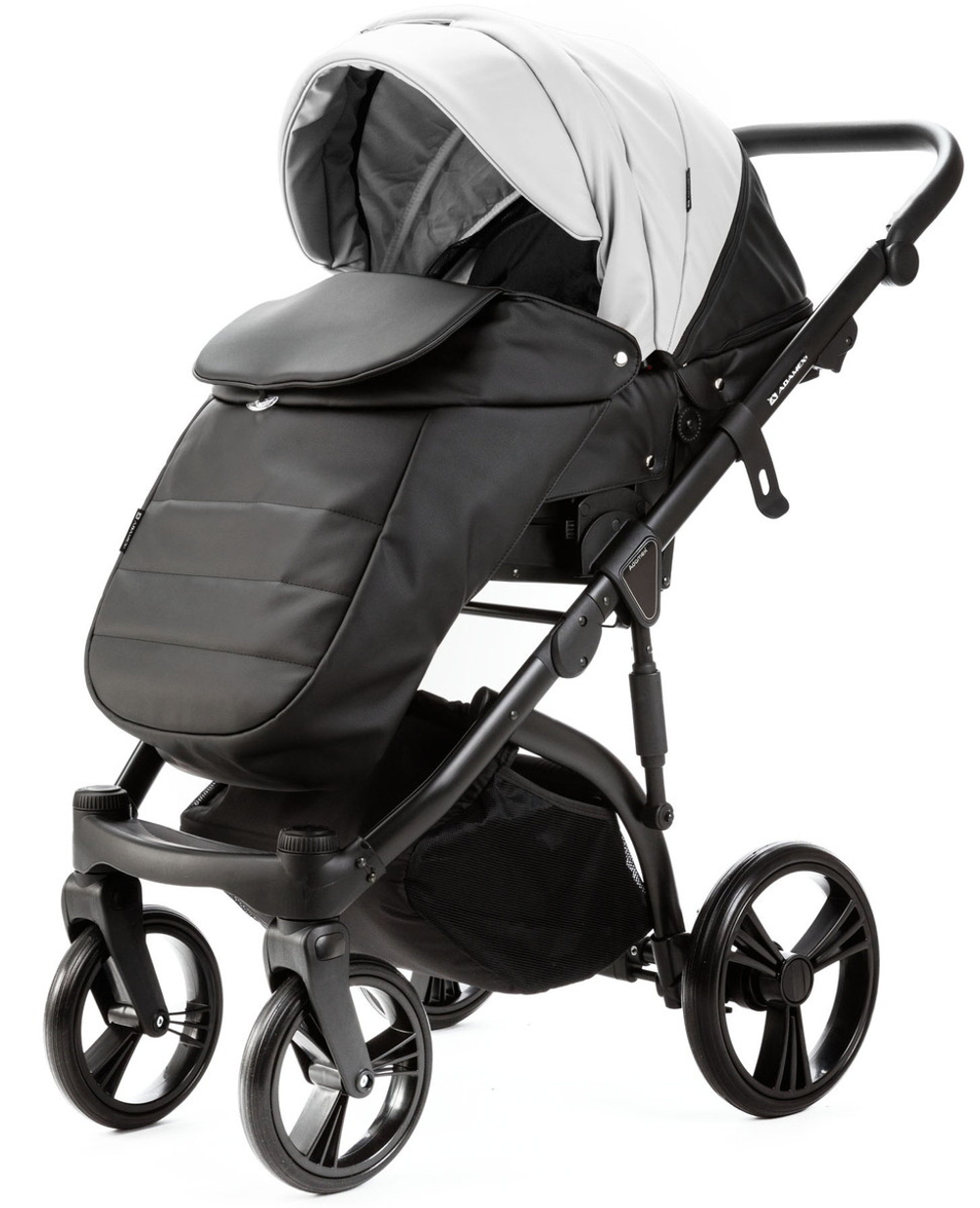 Детская коляска Adamex Lanti Deluxe 3 в 1 LN-SD01 (БЕЛ.КОЖА + ЧЕРН. КОЖА)