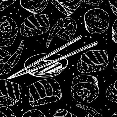 Японская еда. Japanese food on black