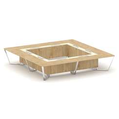 Steel Meet Стол переговорный квадратный MM-PR.B.SP-20K2 Тиквуд Светлый/Ваниль Глянец/Нержавеющая Ста