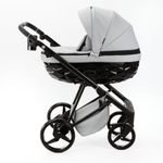 Детская универсальная коляска Adamex Quantum Deluxe Q-SA3 (2в1) Светло-серая экокожа