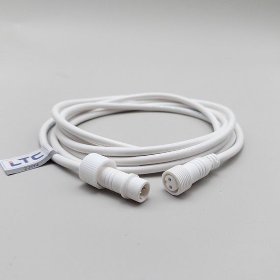 Соединитель 3 м. для бахромы, занавесов и нитей, 220В., провод белый каучук, IP65, LTC (LLS-8-3M)