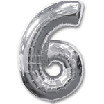 Шар фольгированный Цифра 6 87 см (Серебряный)
