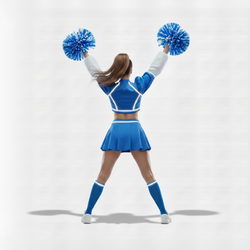 Костюм для чирлидинга синий с белым со светящимися вставками