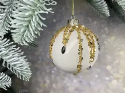 Набор стеклянных шаров Амалия 80 мм., 12 шт., белый и прозрачный, House of seasons (85539)