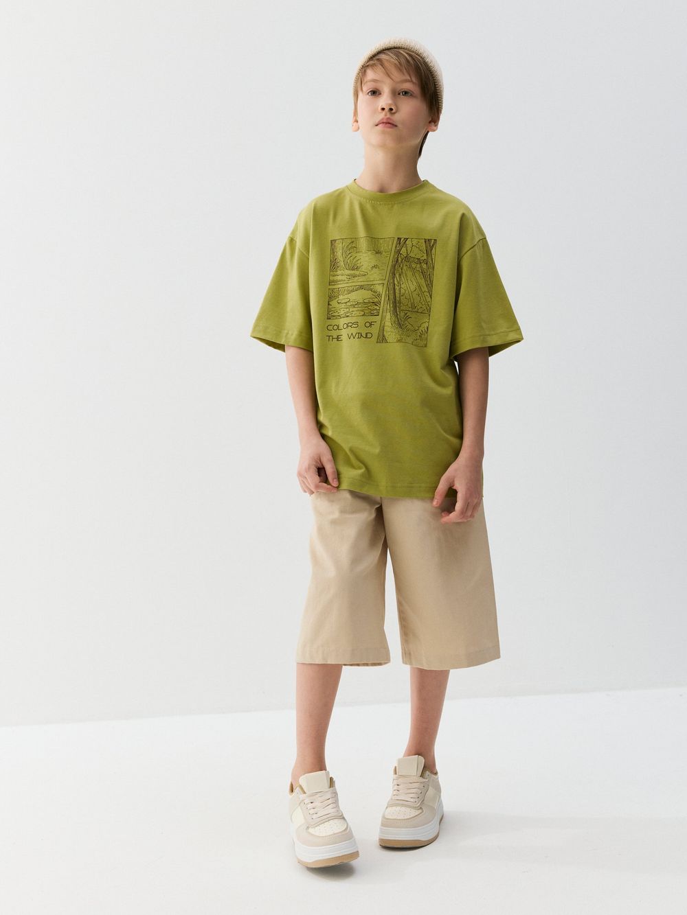 Шорты бермуды "Беж" из габардина 7+