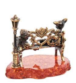 AM-1870 Фигурка «Коты В ожидании чуда» (латунь, янтарь)