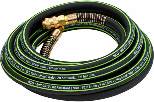 Шланг маслостойкий армированный с быстросъемами 10/16 мм, 5 м ECO AHR-0510