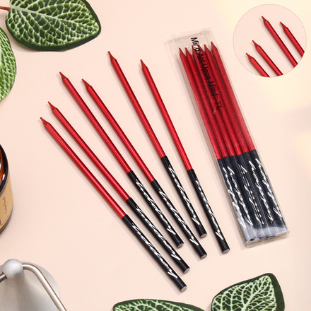 Свечи в торт 14,5 см, красный с чёрным 6 шт.