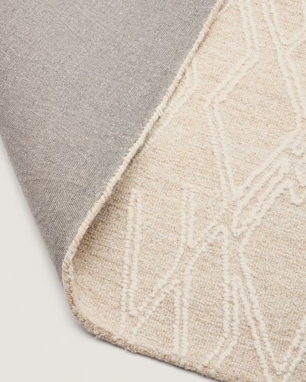Бежевый шерстяной ковер Selira с эффектом вышивки 300 x 200 см