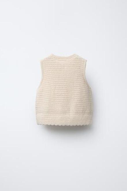 ZARA ВЯЗАНЫЙ ТОП, ЭКРЮ