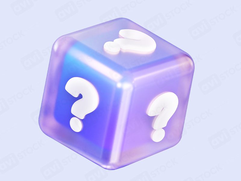 3D прозрачный голубой куб с вопросительным знаком