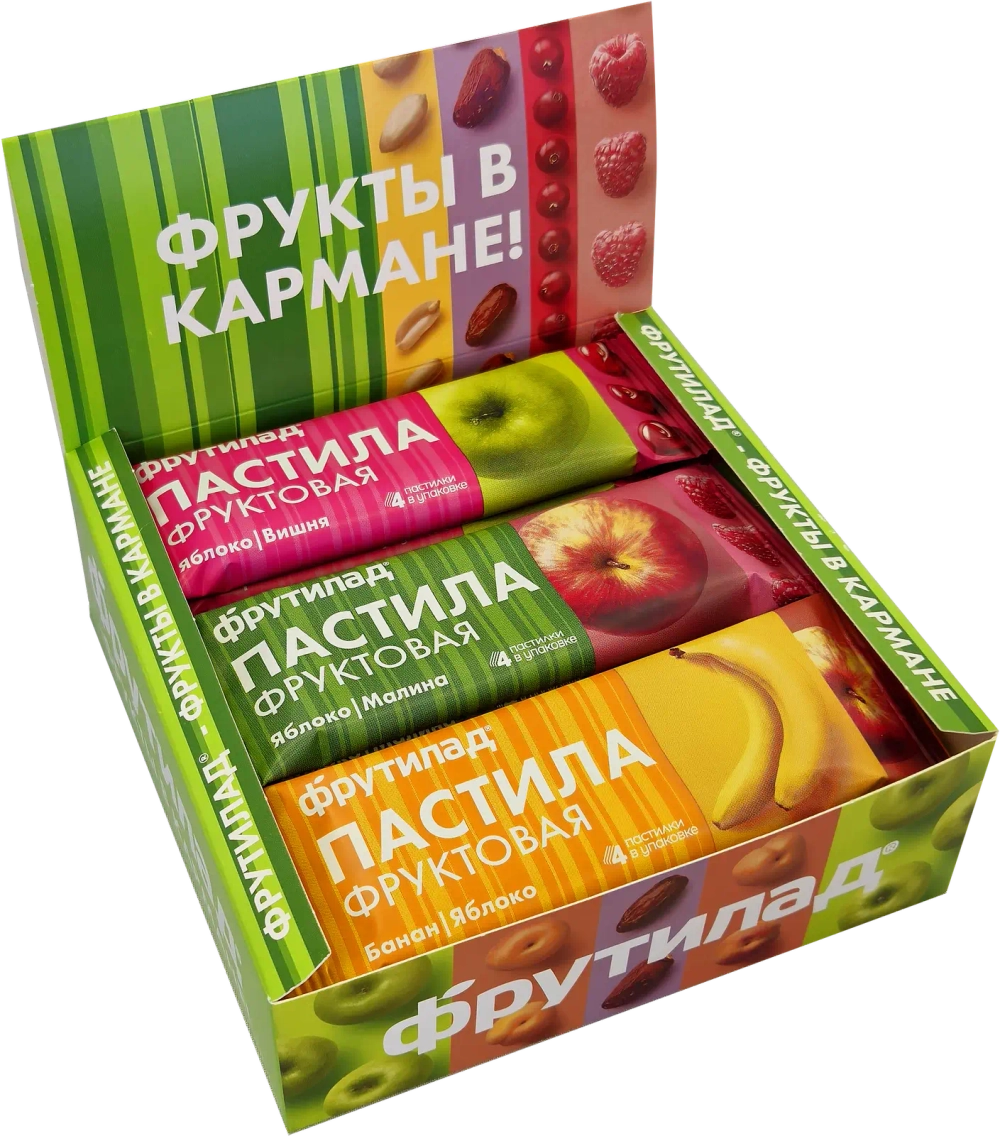 Пастила со вкусом яблоко-вишня/яблоко-малина/банан-яблоко Фрутилад 30г в ассортименте
