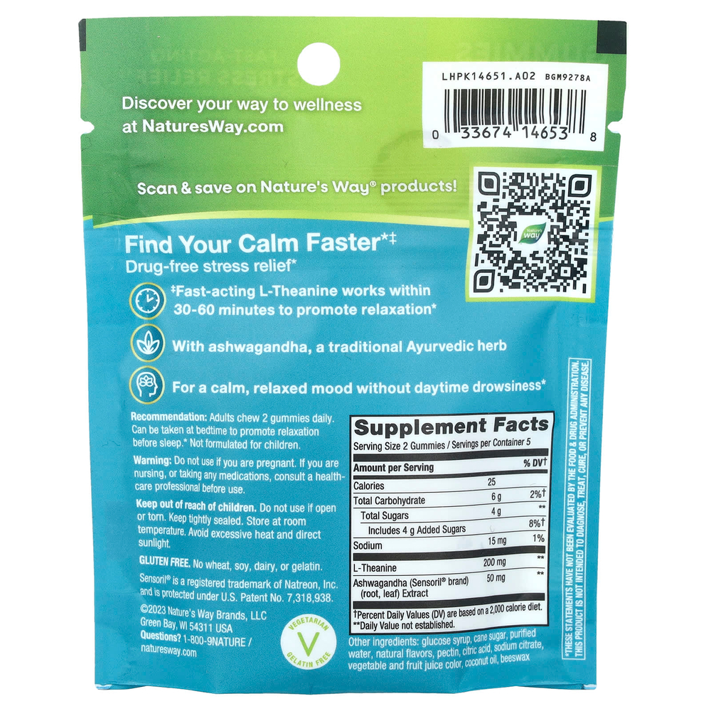 Nature's Way, Quick Calm Gummy, ягодное ассорти, 10 жевательных таблеток