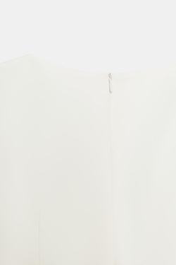 ZARA КОРОТКОЕ ПЛАТЬЕ СО СКЛАДКАМИ И КАРМАНАМИ, ЭКРЮ