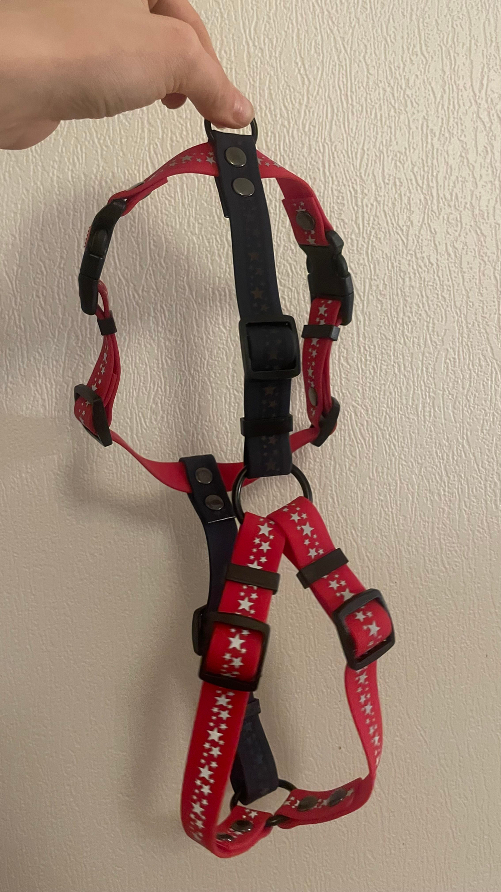 Шлейка анатомическая из БИОТАНА для собак, размер М, ширина 25 мм , зебра и винный