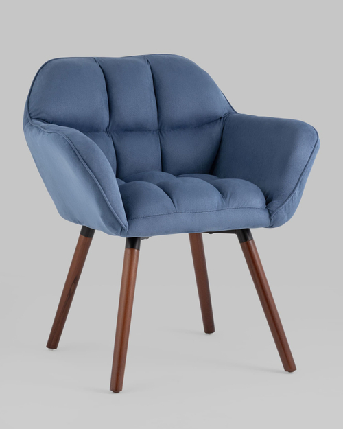 Кресло Брайан глубокий синий на деревянных ножках