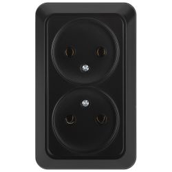 Розетка Intro Quadro 2-203-05 двойная без заземления 2х2P 16А-250В IP20 ОУ антрацит | Intro