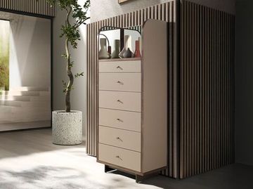 Шифоньер 7206 из кожи, ореха и полированной стали с зеркалом