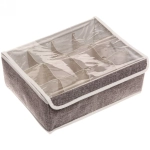 Кофр - органайзер для хранения вещей с прозрачной крышкой «УЮТДОМА», цвет серый, 12 отделений, 32*23*12см✦