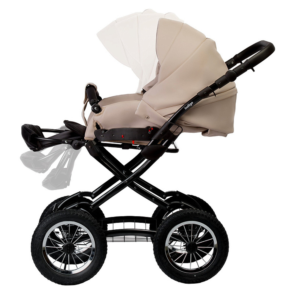 Детская коляска Indigo Barbara Eco Classic 2 в 1 Be02 св.бежевая кожа