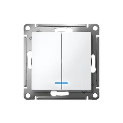 Выключатель 2-кл. AtlasDesign (сх. 5а) 10AX с подсветкой механизм лотос SE ATN001353