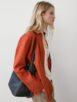 Massimo Dutti Свободная рубашка из 100% льна, оранжевый