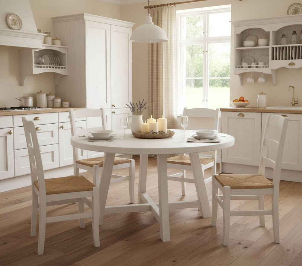 Стол кухонный, 100х100х74, Таула, обеденный, круглый, из массива дуба, MAKOSA