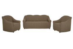 Комплект чехлов на диван и 2 кресла без оборки Жаккард, цвет Какао